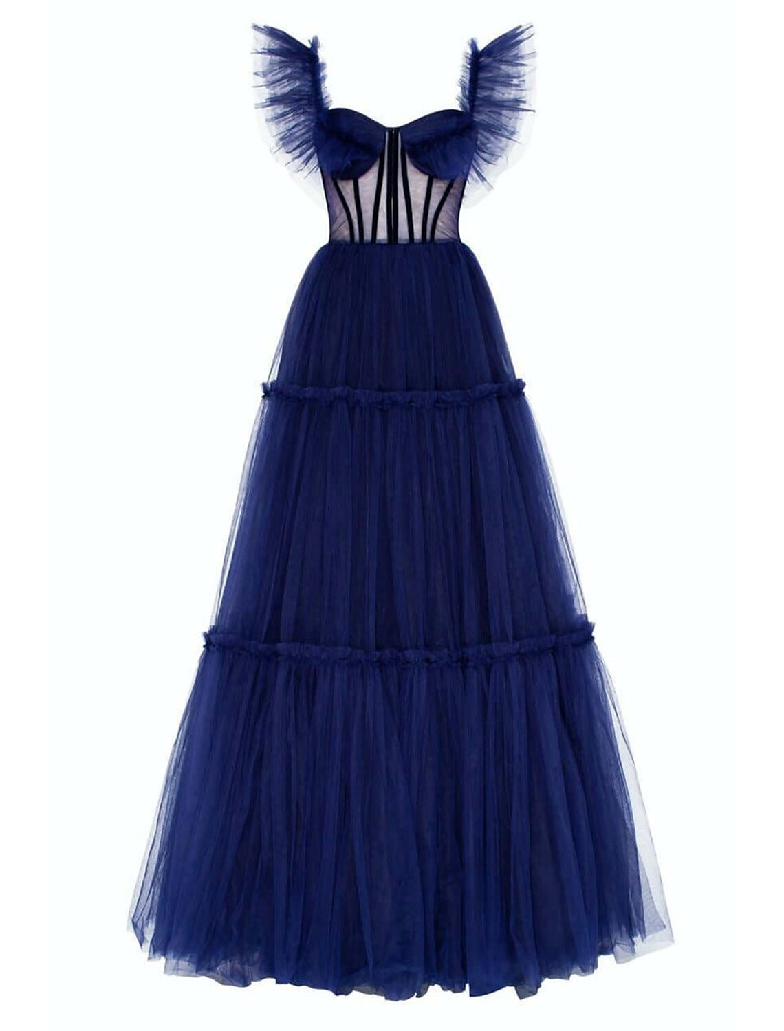 A-Line Prom Dresses Elegant Dress Wedding Guest Prom Floor Length Short Sleeve Off Shoulder Tulle with Pleats Ruffles