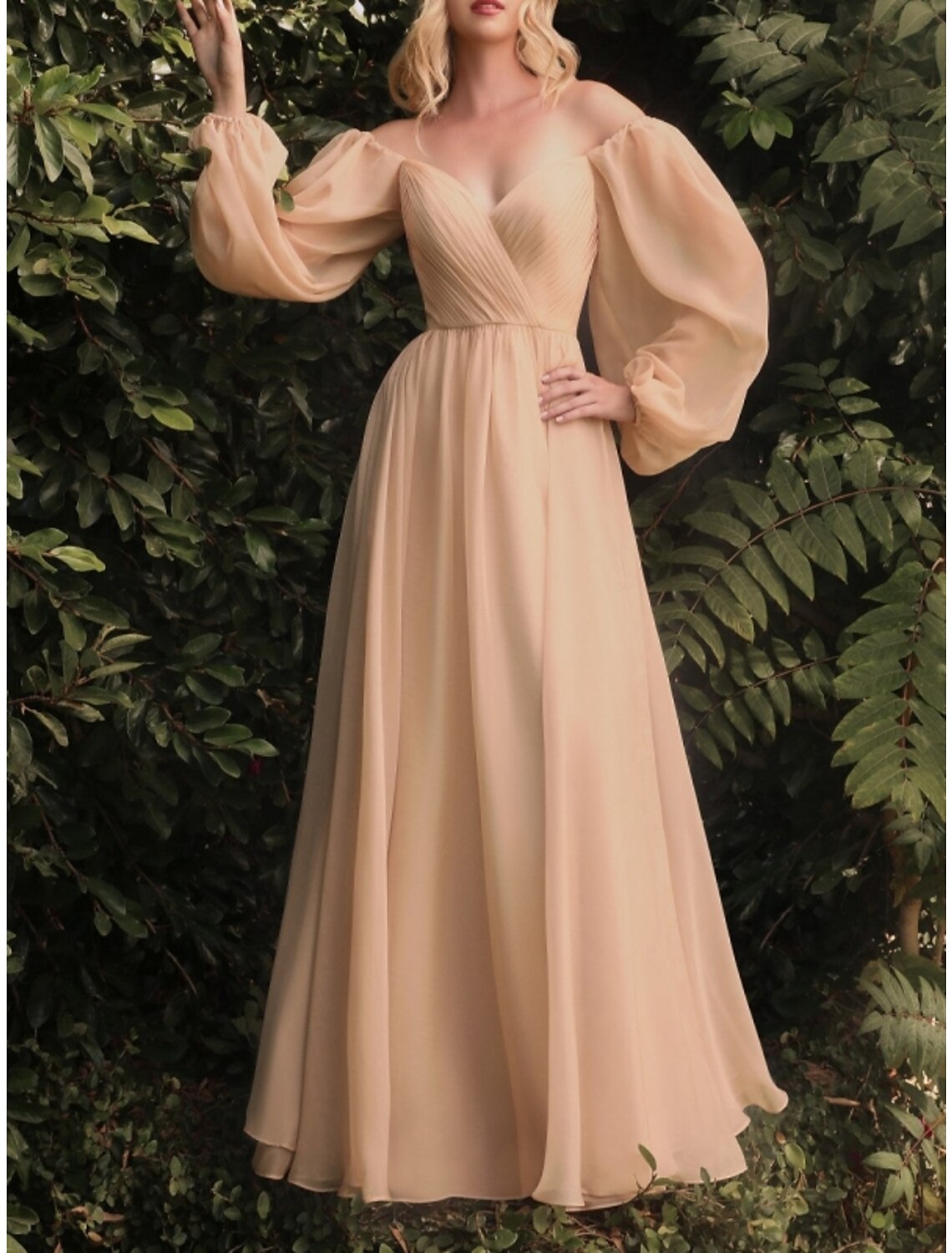 Vestidos de novia con corte tubo/columna, elegantes, para invitadas de boda, hasta el suelo, manga larga, escote corazón, para dama de honor, de gasa con pliegues y fruncido.