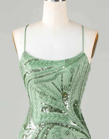 Sequined Lace Up Short Homecoming Party Dress