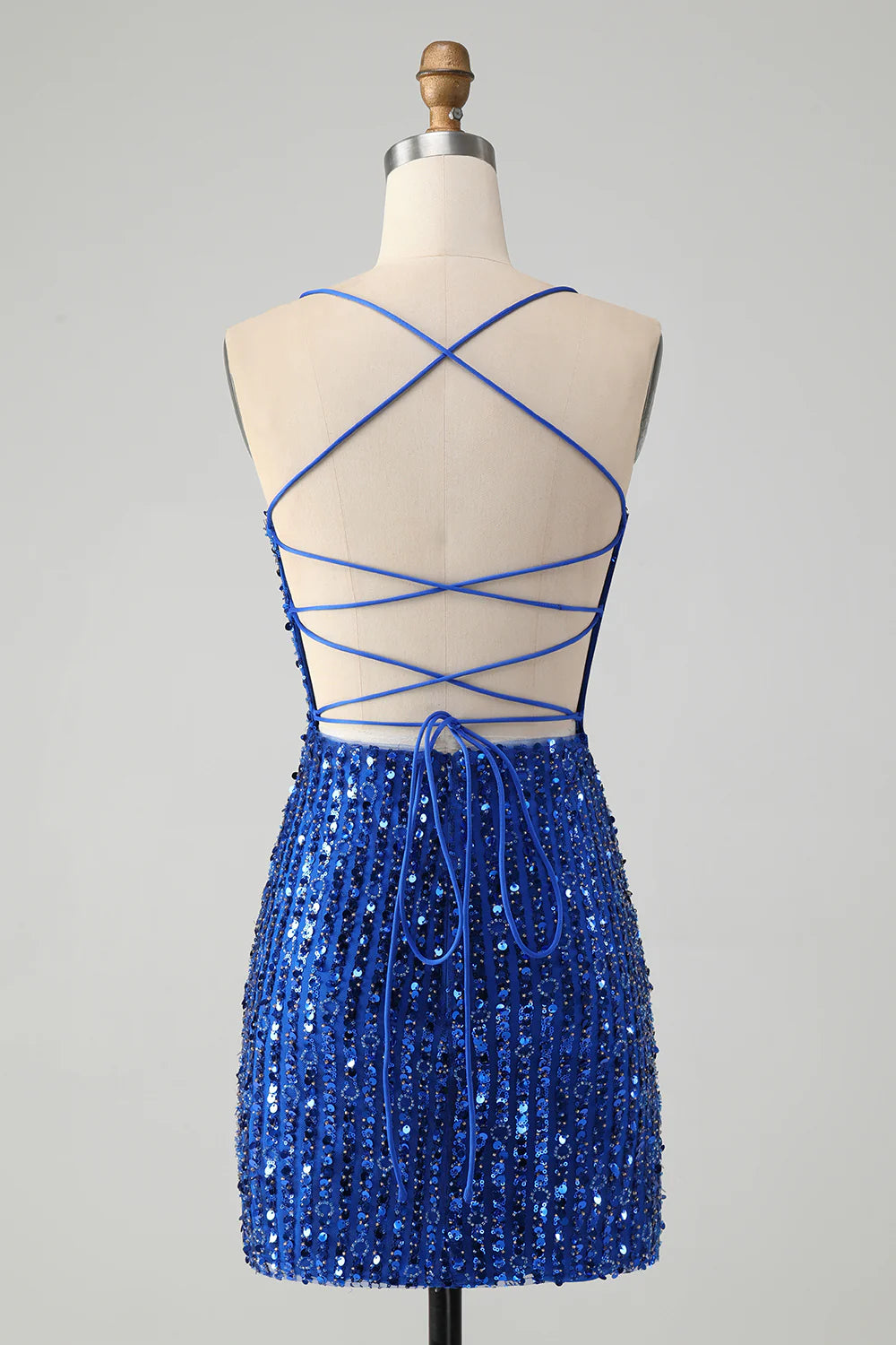 Sparkly Tight Sequins Short Homecoming Dress with Lace Up Back