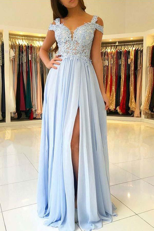 A-Linien-Ballkleid mit Schulterapplikationen