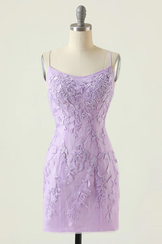 Backless Bodycon Homecoming Dress With Appliques
