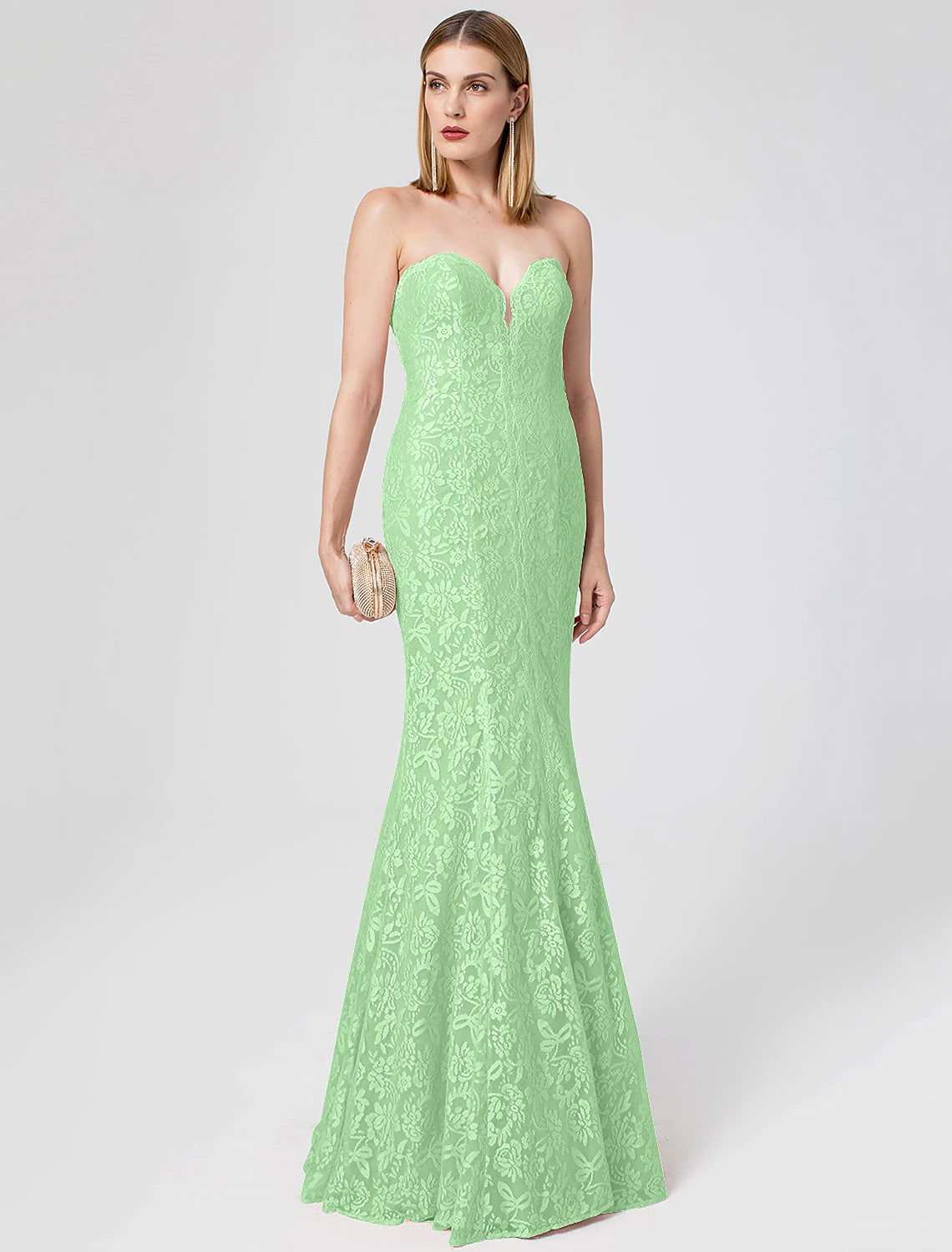 Vestido elegante de sirena/trompeta con espalda abierta, para fiesta, cóctel, graduación, escote corazón, sin mangas, largo hasta el suelo, con encaje