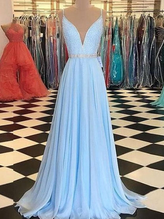 A-Linie/Princess-Linie Chiffon Rüschen V-Ausschnitt Ärmellos Sweep/Pinsel zug Kleider
