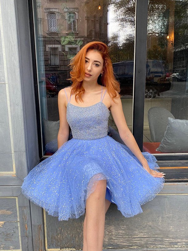 A-Linie/Princess-Linie Spaghettiträger Rüschen Ärmellos Kurz/Mini Kleider