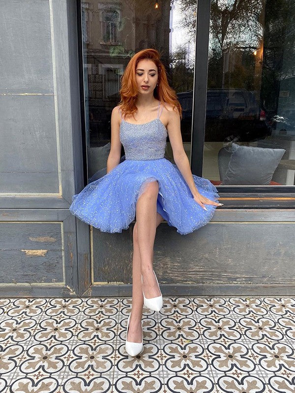 A-Linie/Princess-Linie Spaghettiträger Rüschen Ärmellos Kurz/Mini Kleider