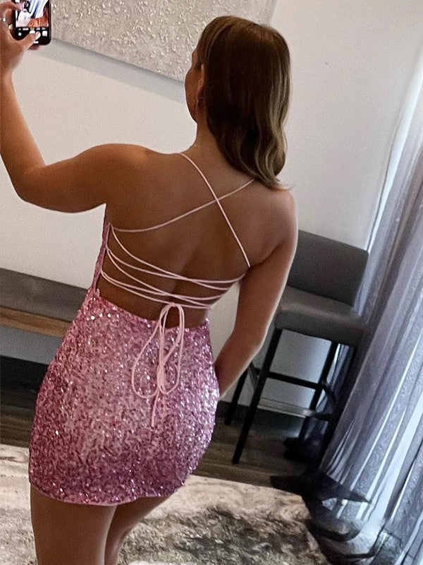 Sheath/Column Spaghetti Straps Sleeveless Short/Mini Dresses