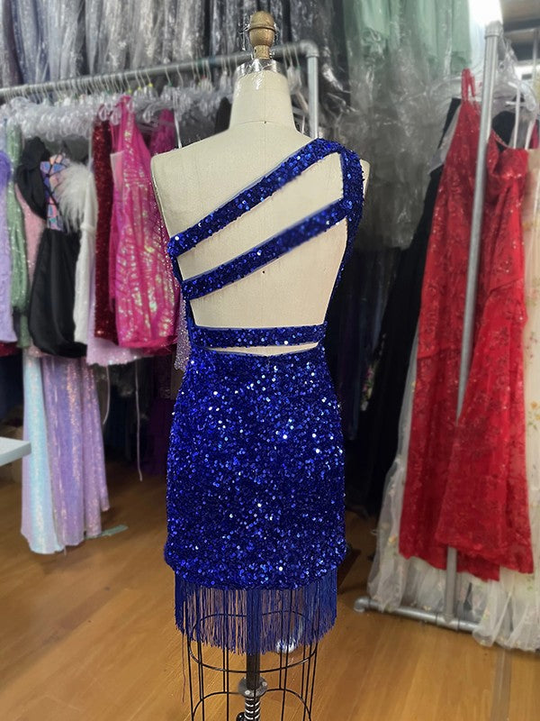 Vestidos cortos/mini sin mangas con un solo hombro y corte tubo/columna