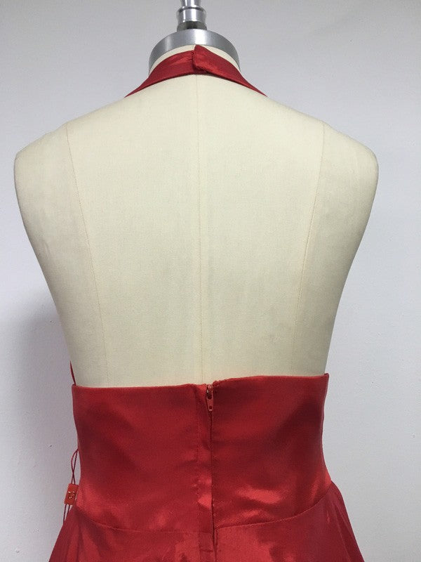 Vestidos de satén con corte A/princesa, halter, sin mangas y cola larga