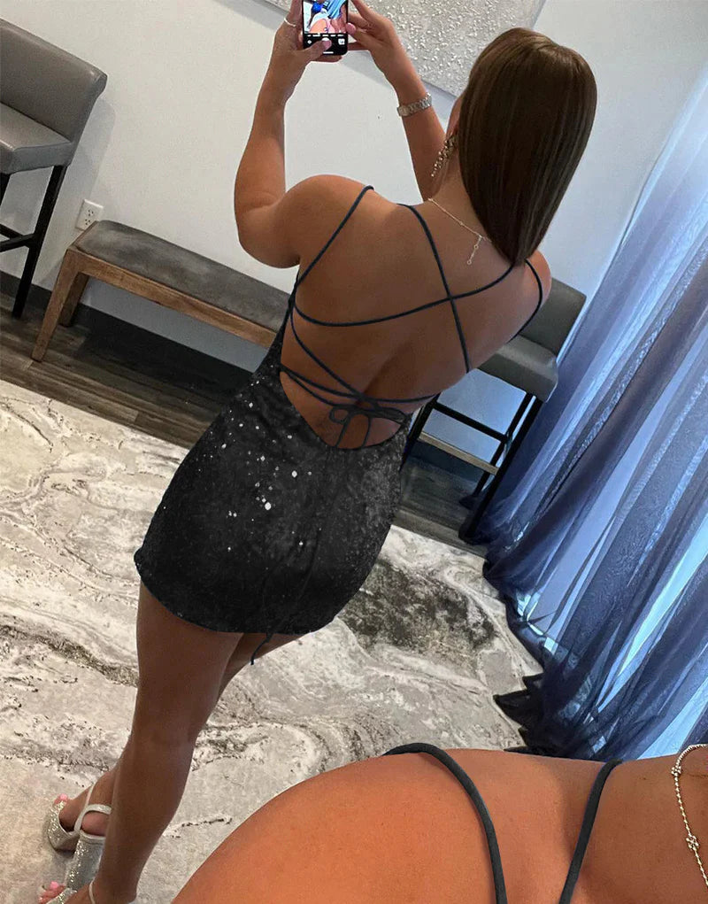 Bodycon Scoop Neck Sequins Homecoming Dress