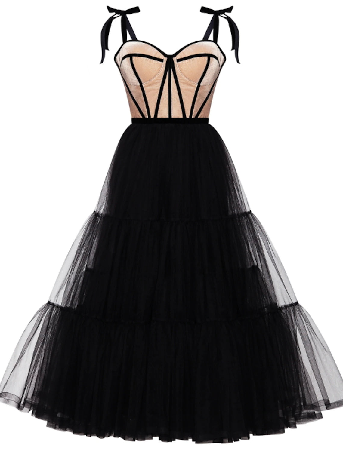 A-Line Cocktail Dresses Party Dress Wedding Guest Cocktail Party Tea Length Sleeveless Sweetheart Wednesday Addams Family Tulle with Pleats Tiered