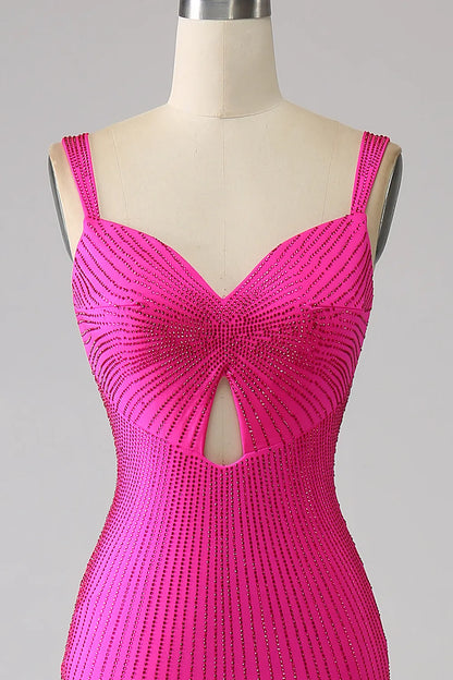 Vestido de fiesta largo con corsé y cuentas y tirantes de sirena