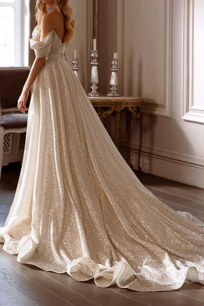 Sheath/Column Sweetheart Sparkly Wedding Dress