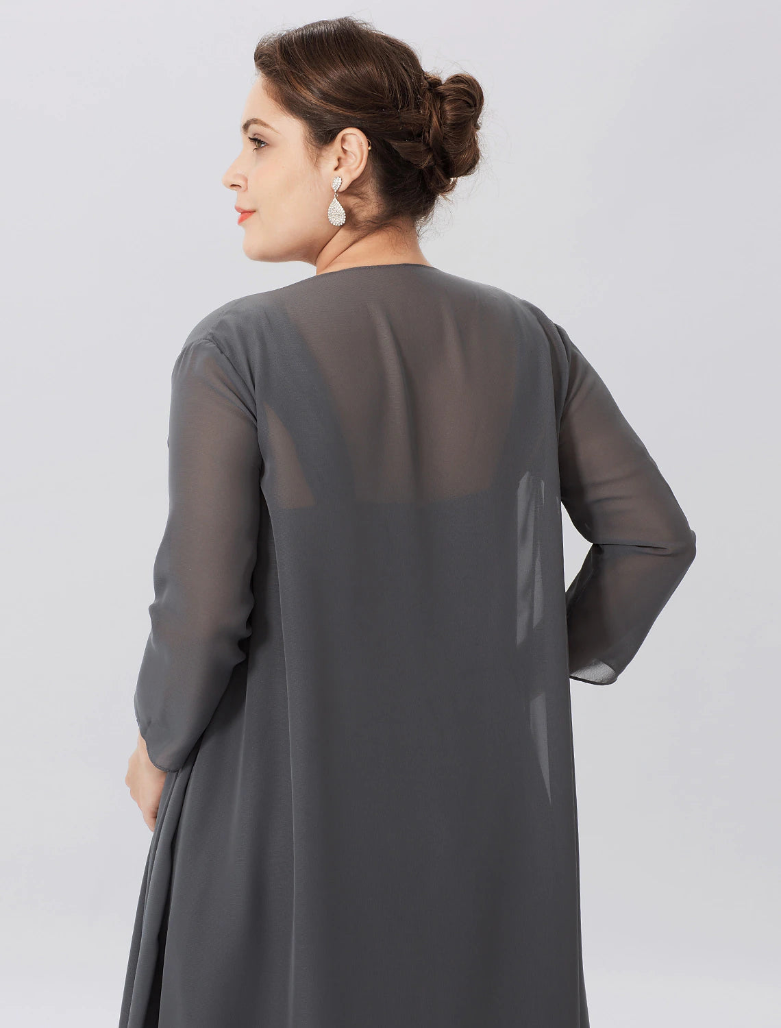 Vestido de madre de la novia de corte A, formal, talla grande, elegante, con tirantes, largo hasta la rodilla, de gasa, sin mangas, con pliegues cruzados.