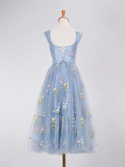 A Line Sweetheart Long Prom Dress with Embroidery