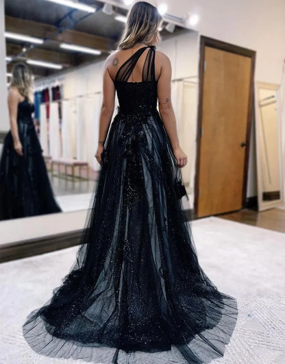 A-Line One Shoulder Prom Dress With Appliques