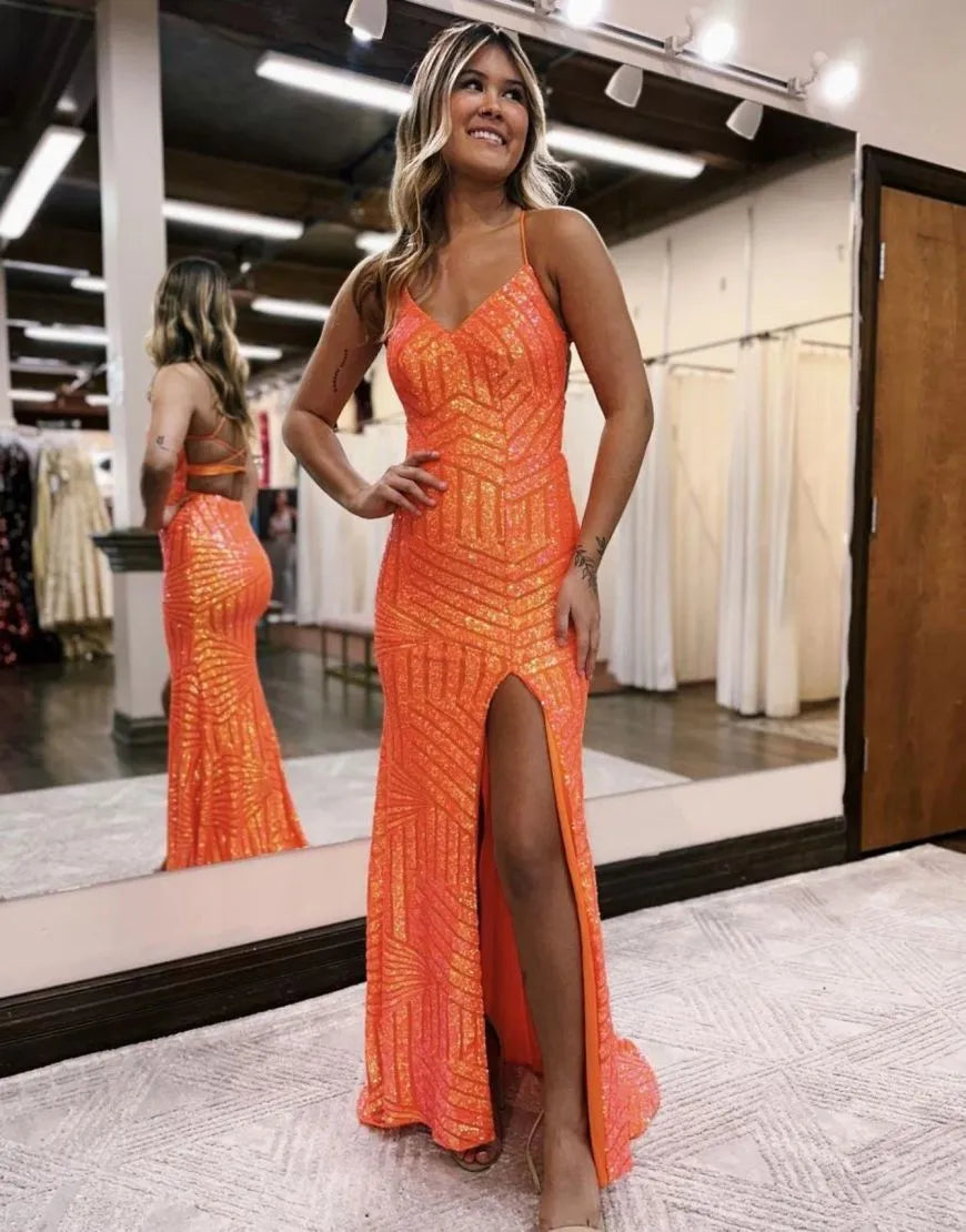 Sparkly Sequin Long Glitter Split Prom Dress