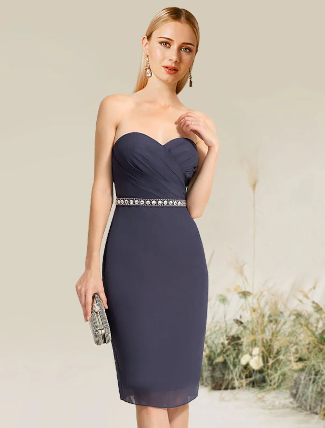 Vestidos de cóctel con corte tubo/columna, convertibles, infinitos, para invitados de boda, cóctel, largo hasta la rodilla, manga corta, sin tirantes, encaje con apliques de encaje