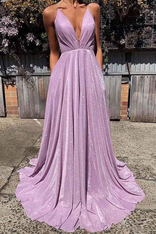 Vestidos de fiesta sexys con escote en V profundo y espalda descubierta, vestidos de fiesta largos y brillantes