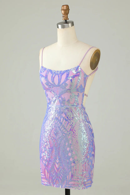Sparkly Sequin Backless Tight Short Homecoming Dress