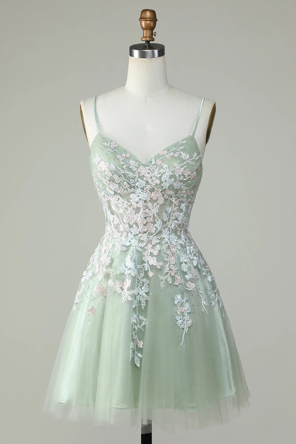 Spaghetti Straps Homecoming Dress With Criss Cross Back