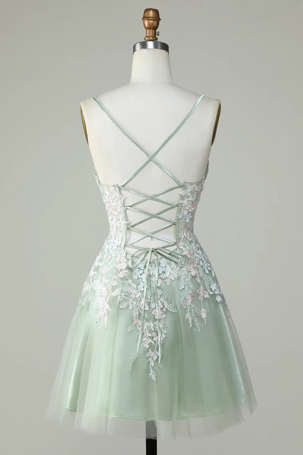 Spaghetti Straps Homecoming Dress With Criss Cross Back