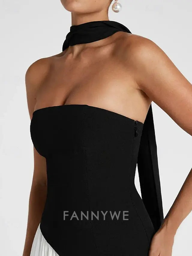 FannyWe Simple Women's Long Dress Maxi Dress White Dress Graduation Dress Party Dress Fashion Party Evening Party Going out Regular Fit Plain Sleeveless Strapless White Yellow Wine Navy Blue Summer