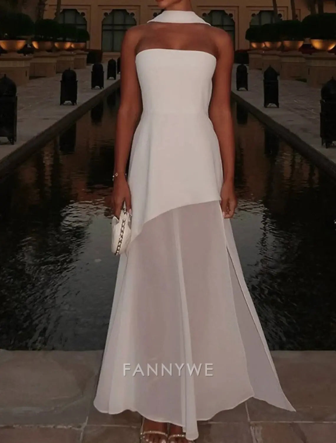 FannyWe Simple Women's Long Dress Maxi Dress Prom Dress Party Dress Fashion Modern Party Special Occasion Evening Party Regular Fit Plain Sleeveless Strapless Black White Red Brown Summer