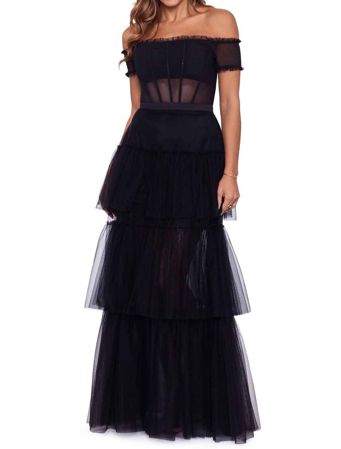 Ball Gown Prom Dresses Corsets Dress Masquerade Prom Floor Length Sleeveless Off Shoulder Tulle with Ruffles Pure Color