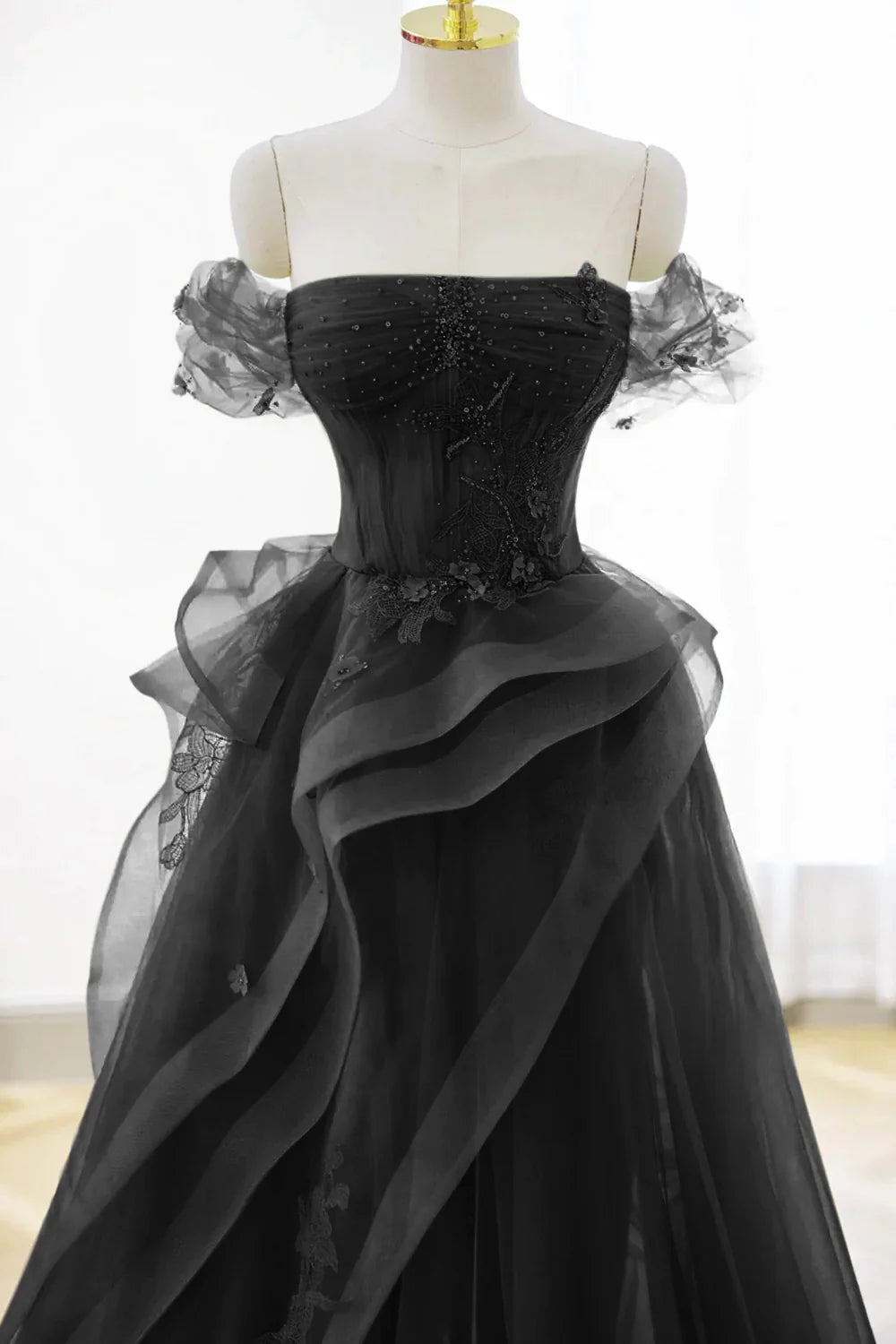 A-Linie Tüll Spitze Korsett Formelles Partykleid Langes Ballkleid