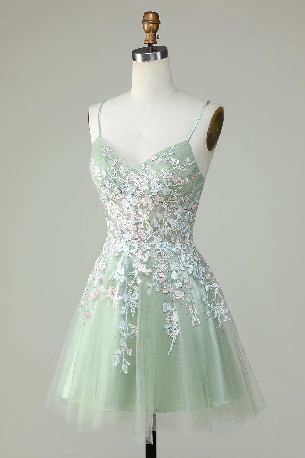 Spaghetti Straps Homecoming Dress With Criss Cross Back