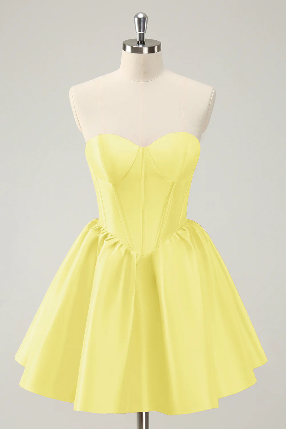 A Line Sweetheart Corset Satin Cute Homecoming Dress