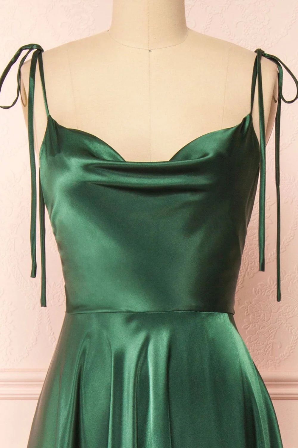 A-Linie Spaghettiträger Satin Langes Abendkleid Ballkleid