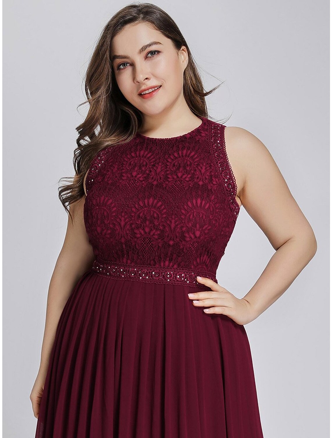 Vestidos de fiesta de corte A, elegantes y lujosos, para invitados de boda, de graduación, hasta el suelo, sin mangas, cuello joya, de gasa con cristales