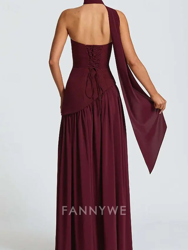 FannyWe Simple Women's Long Dress Maxi Dress White Dress Graduation Dress Party Dress Fashion Party Evening Party Going out Regular Fit Plain Sleeveless Strapless White Yellow Wine Navy Blue Summer