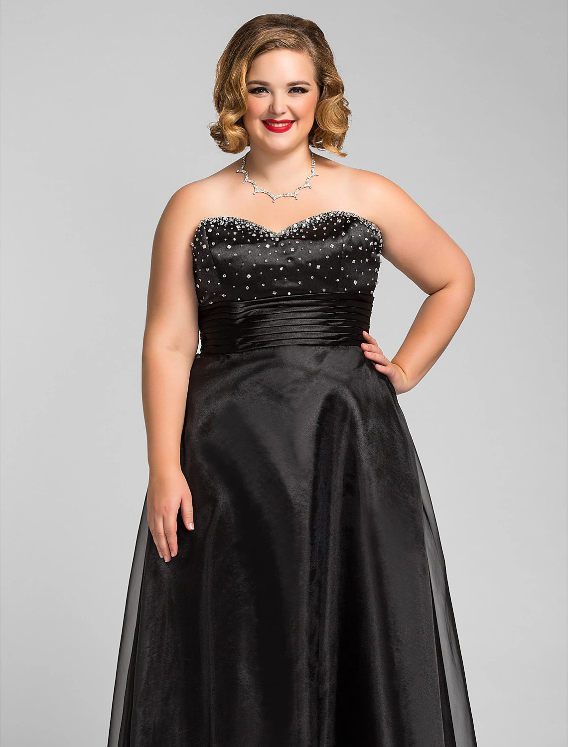 A-Line Black Dress Prom Formal Evening Floor Length Sleeveless Sweetheart Organza with Ruched Beading