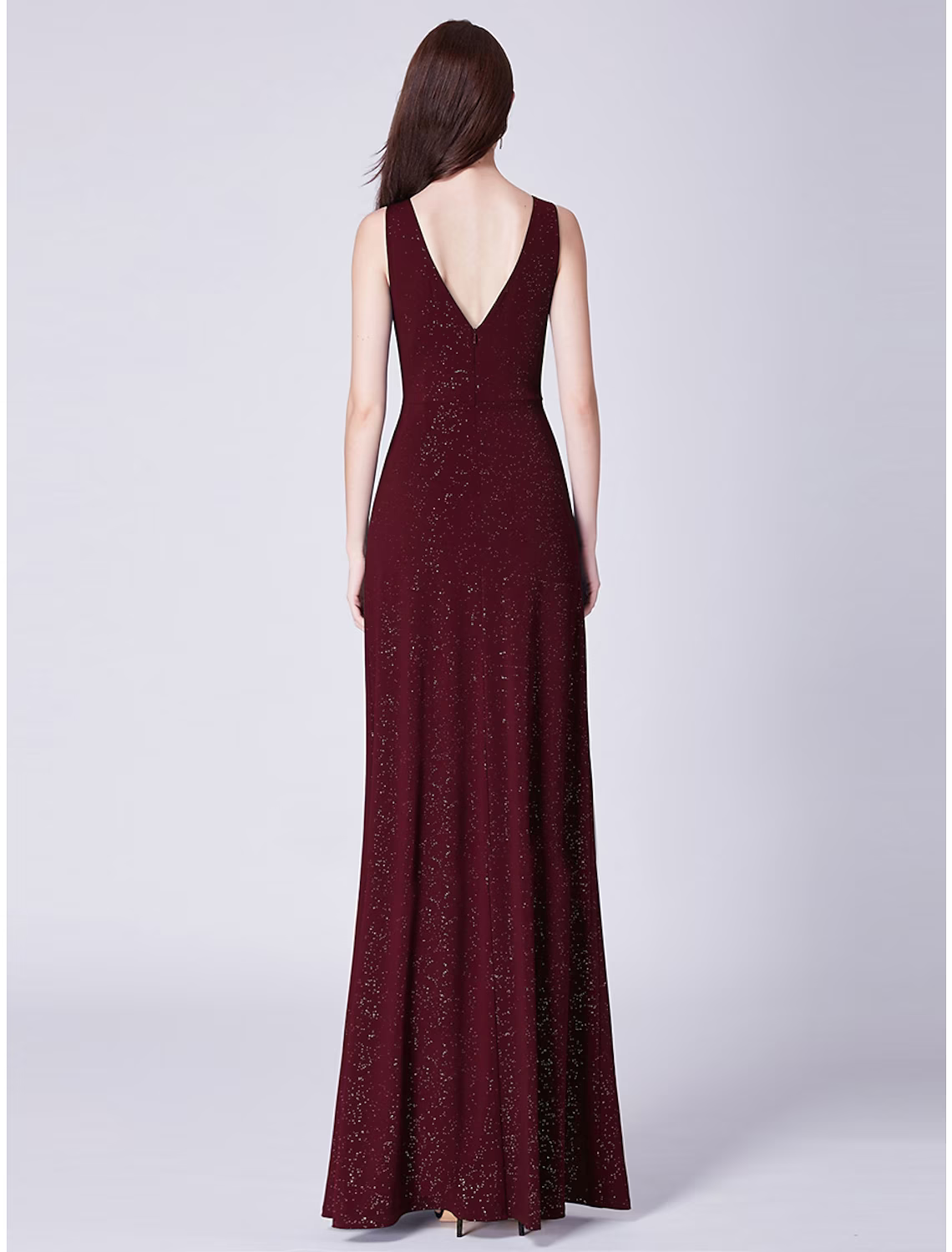 Vestido de noche formal elegante de corte A, escote en V, sin mangas, largo hasta el suelo, mezcla de algodón con drapeado