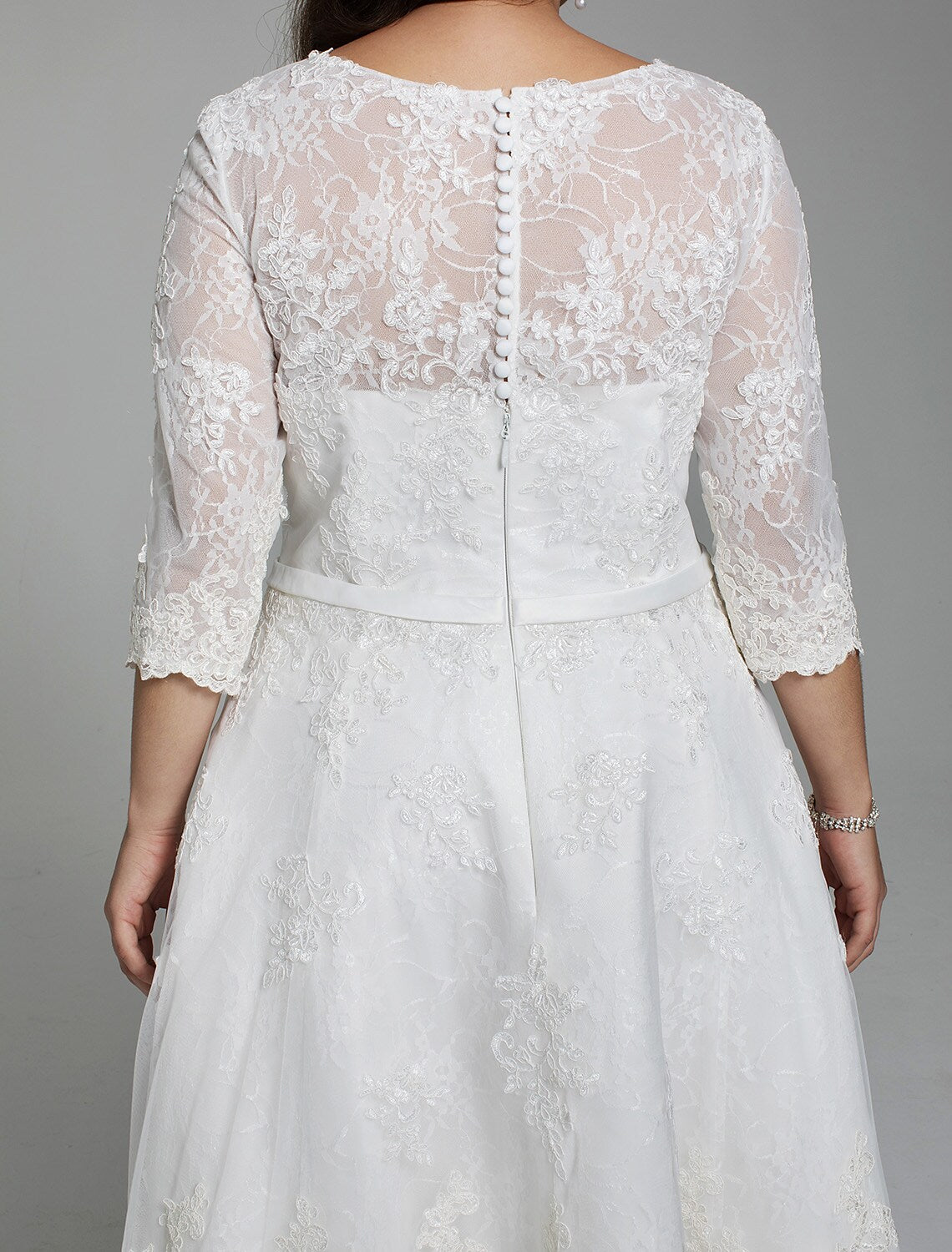 Kleider mit offenem Rücken, knielang, A-Linie, Ärmel, V-Ausschnitt, mit Bändern und Schleife