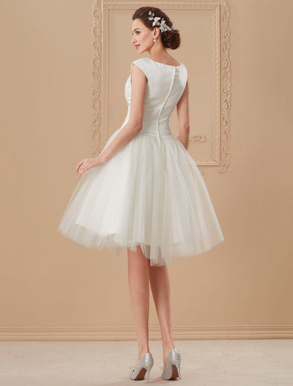 Beach Little White Dresses Wedding Dresses Knee Length A-Line With Draping