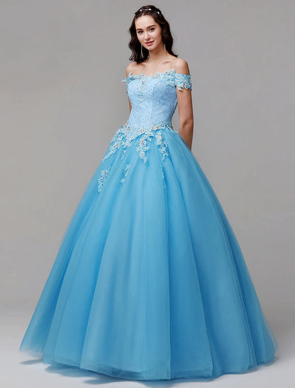 Vintage Dress Evening Floor Length Sleeveless Off Shoulder Lace Appliques