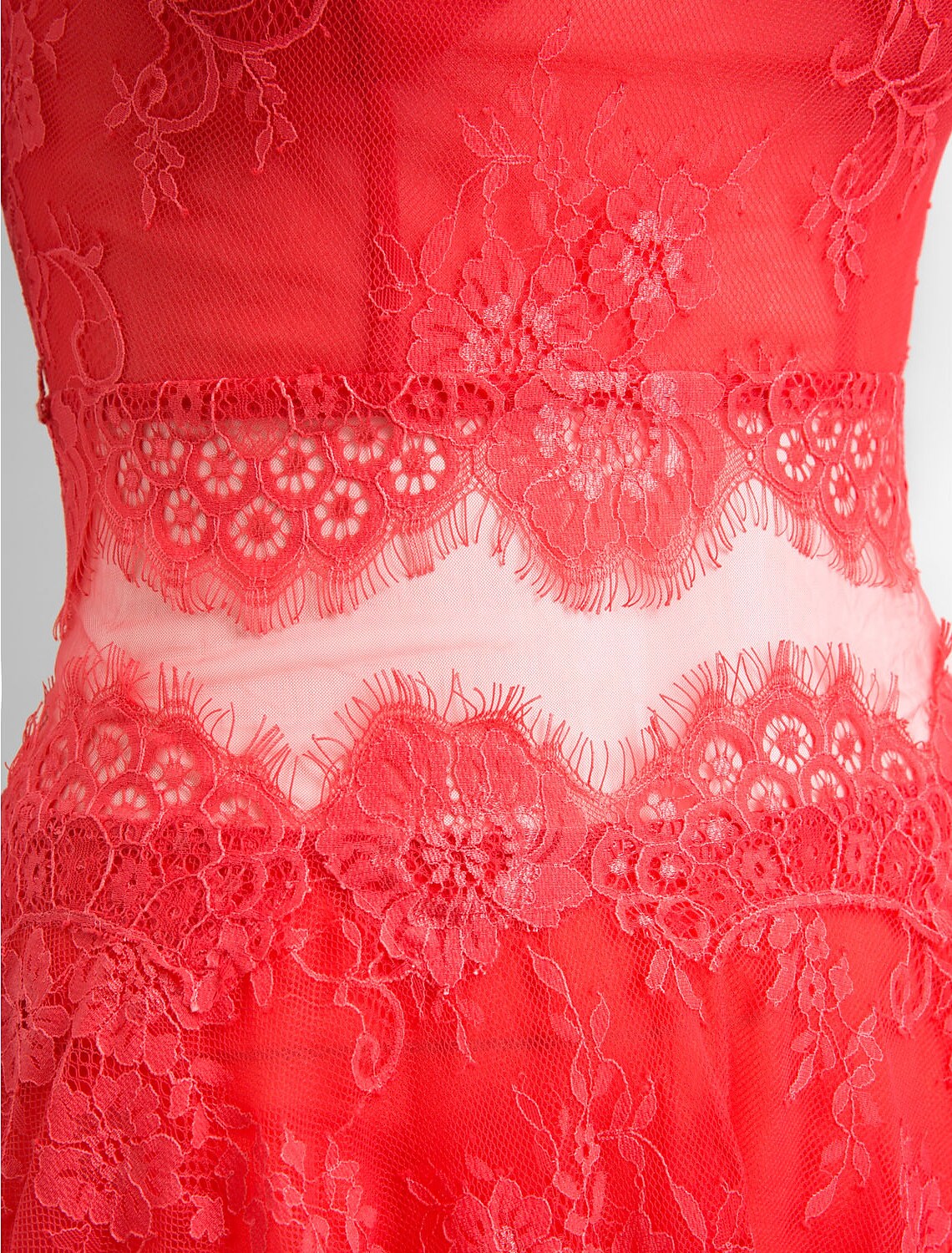 A-Line Plus Size Dress Knee Length Sleeveless Lace with Sash Ribbon