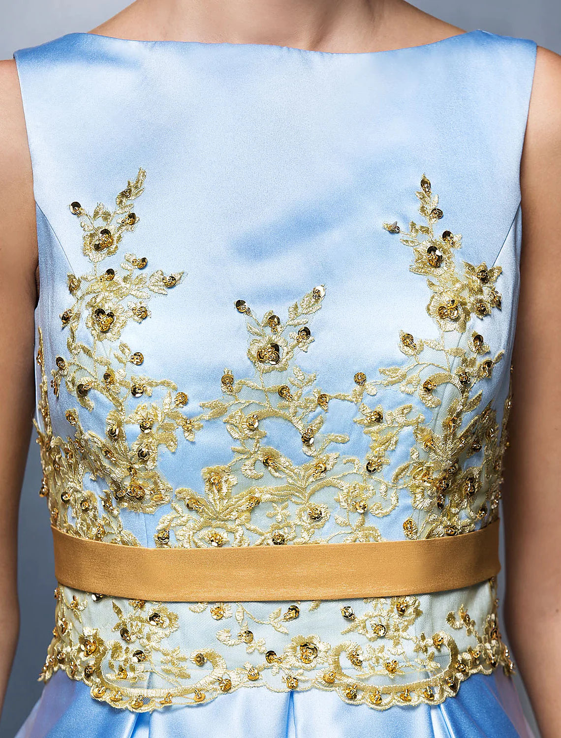 Vestido de fiesta de corte A para boda, sin mangas, espalda en V, pliegues y apliques