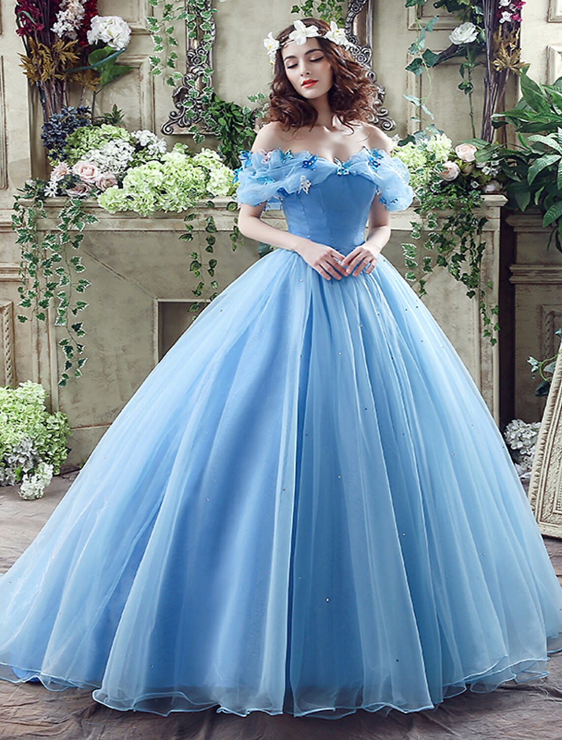 Sexy Dress Quinceanera Short Sleeve Off Shoulder Satin with Appliques