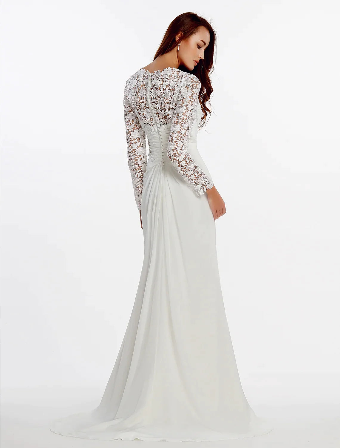 Beach Wedding Dresses Chapel A-Line Long Sleeve Satin With