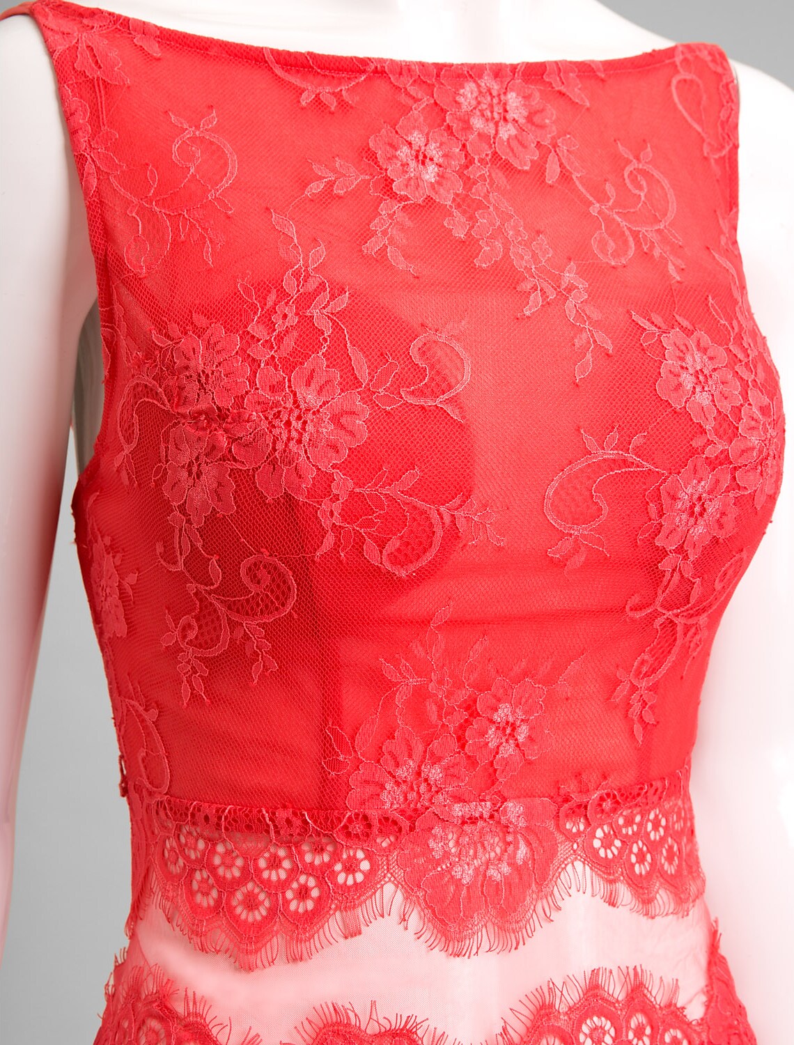 A-Line Plus Size Dress Knee Length Sleeveless Lace with Sash Ribbon