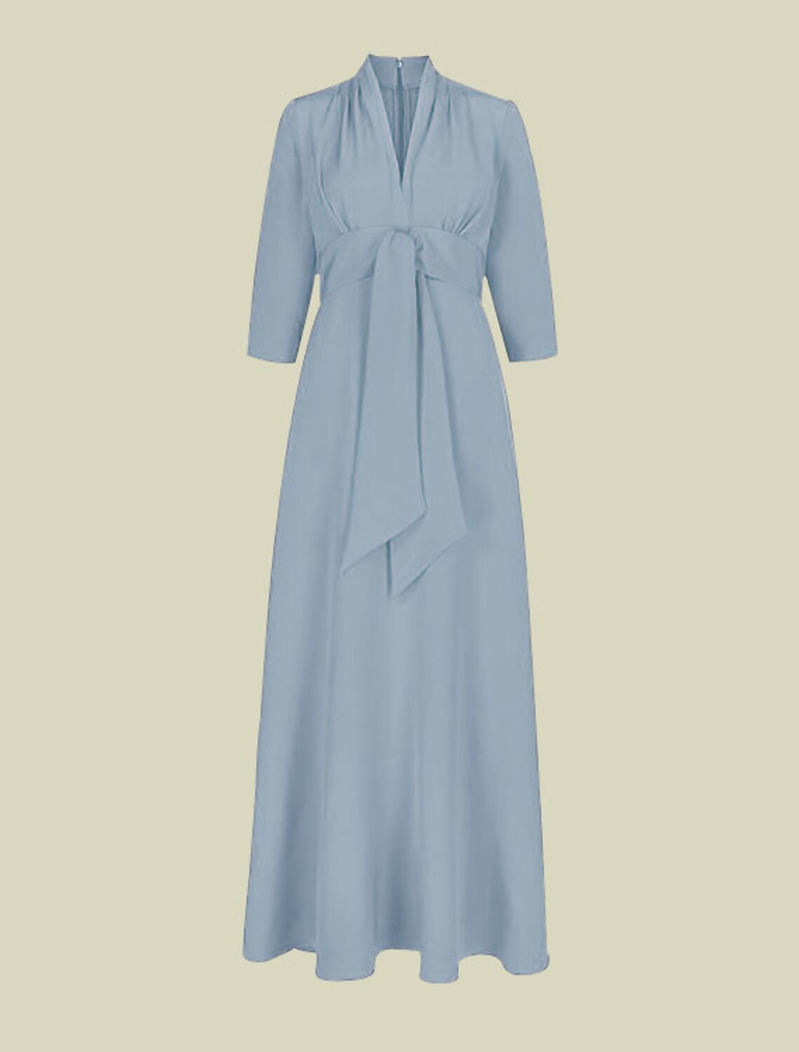 Vestido elegante de madre de la novia de corte A con escote en V, largo hasta el suelo, mangas charmeuse con fruncido